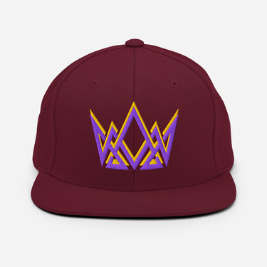 Maroon Royalty Christian snapback – embroidered purple and gold crown on structured flat brim